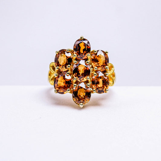 แหวนเงินแท้ 925 ฝังพลอย เพทาย (ดิบ) (Unheated Zircon)