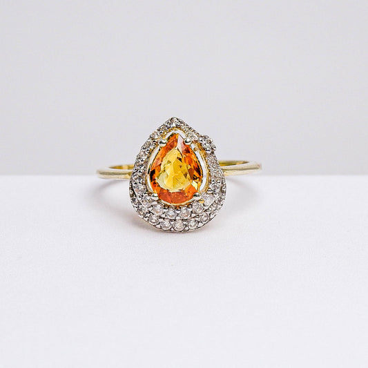 แหวนเงินแท้ 925 ฝังพลอย บุษราคัม (Yellow Sapphire) + เซอร์คอน (Zircon)