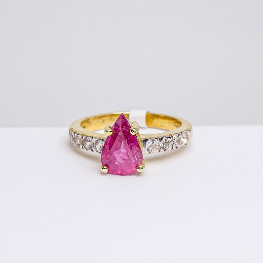แหวนเงินแท้ 925 ฝังพลอย ทับทิมแทนซาเนีย (Tanzania Ruby) + เซอร์คอน (Zircon)