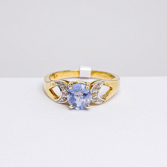 แหวนเงินแท้ 925 ฝังพลอย ไพลินศรีลังกา (Ceylon Sapphire) + ไวท์โทพาส (whitetopaz)