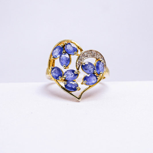 แหวนเงินแท้ 925 ฝังพลอย ไพลิน (Blue Sapphire) + ไวท์โทพาส (whitetopaz)
