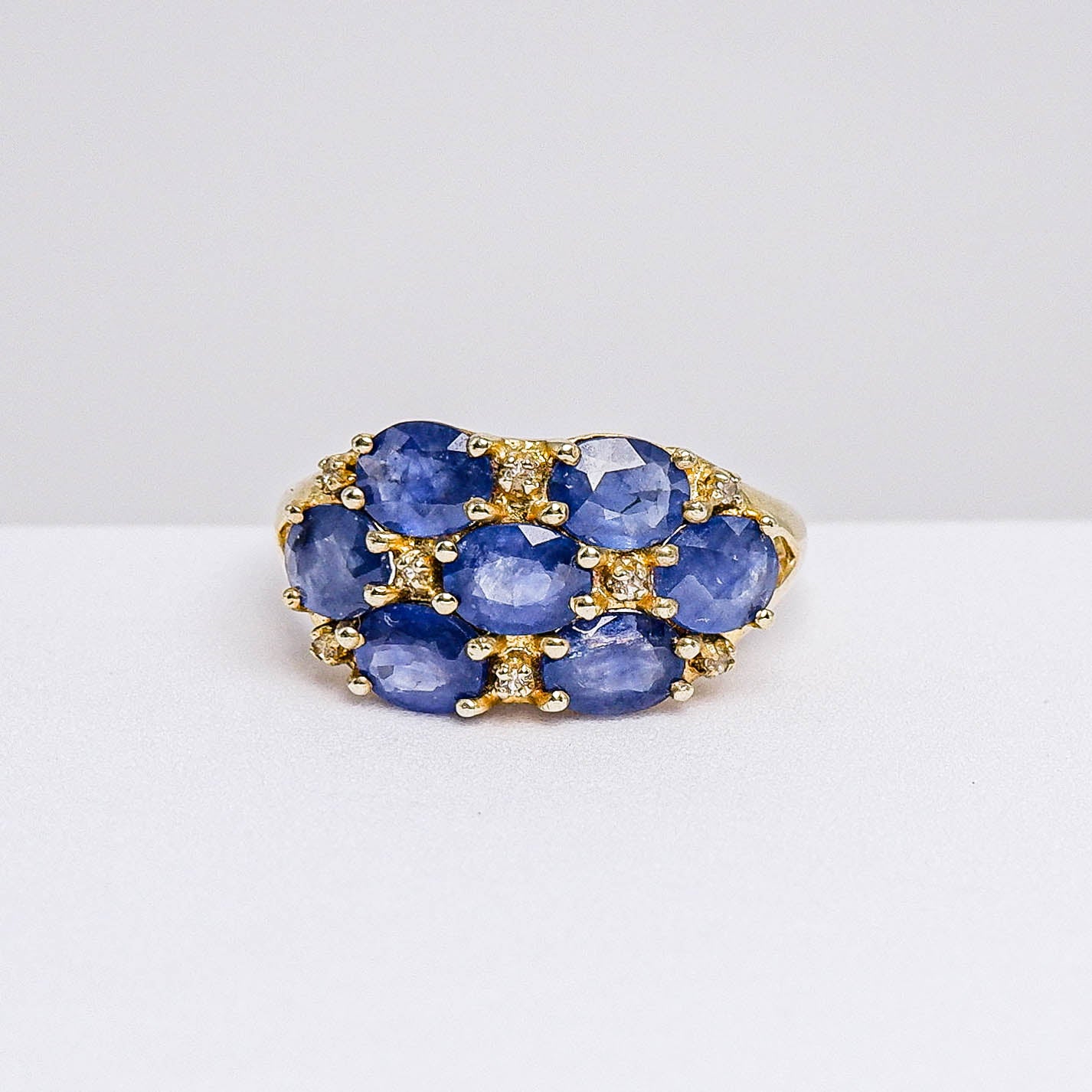 แหวนเงินแท้ 925 ฝังพลอย ไพลิน (Blue Sapphire) + ไวท์โทพาส (whitetopaz)