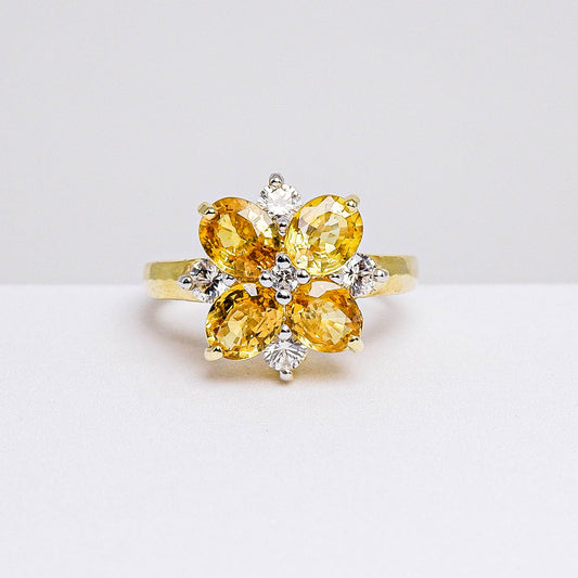 แหวนเงินแท้ 925 ฝังพลอย บุษราคัม (Yellow Sapphire) + เซอร์คอน (Zircon)