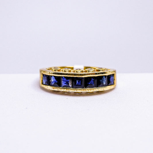 แหวนเงินแท้ 925 ฝังพลอย ไพลิน (Blue Sapphire) + ไวท์โทพาส (whitetopaz)