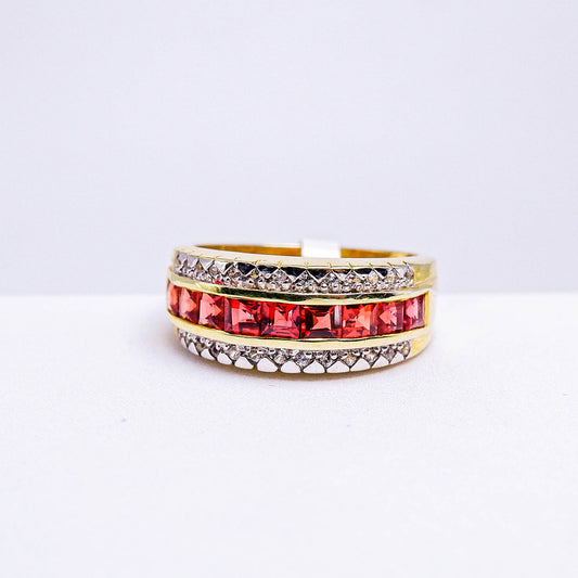 แหวนเงินแท้ 925 ฝังพลอย ออเรนจ์แซฟไฟร์แทนซาเนีย (Orange Sapphire) + เซอร์คอน (Zircon)