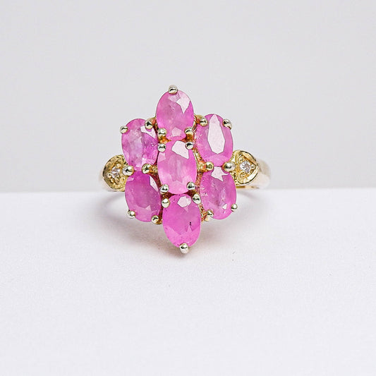 แหวนเงินแท้ 925 ฝังพลอย ทับทิมเวียดนาม (Vietnamese Ruby) + เซอร์คอน (Zircon)
