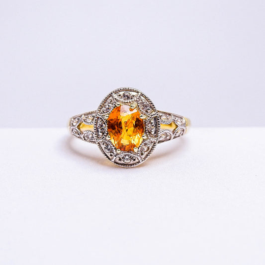 แหวนเงินแท้ 925 ฝังพลอย บุษราคัมบางกะจะ (Yellow Sapphire) + เซอร์คอน (Zircon)