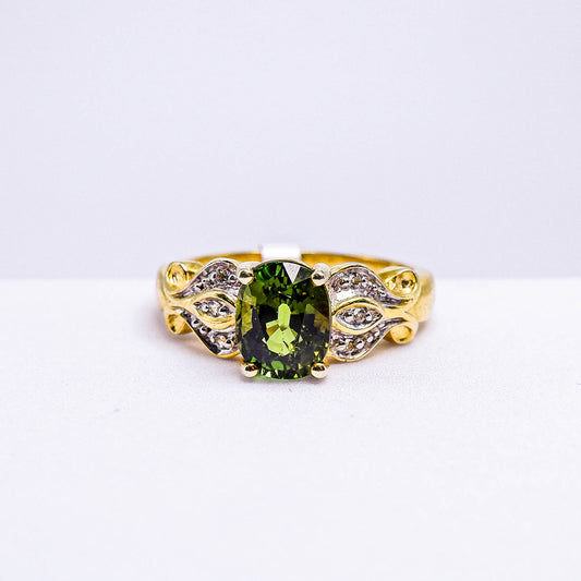 แหวนเงินแท้ 925 ฝังพลอย ทัวร์มาลีน (Tourmaline) + ไวท์โทพาส (whitetopaz)