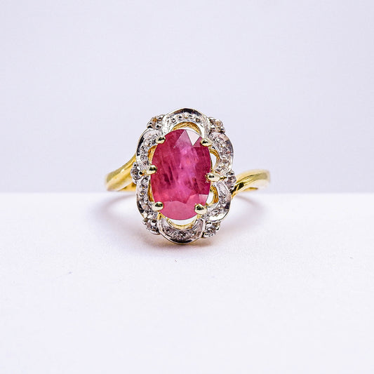 แหวนเงินแท้ 925 ฝังพลอย ทับทิมแทนซาเนีย (Tanzania Ruby) + เซอร์คอน (Zircon)