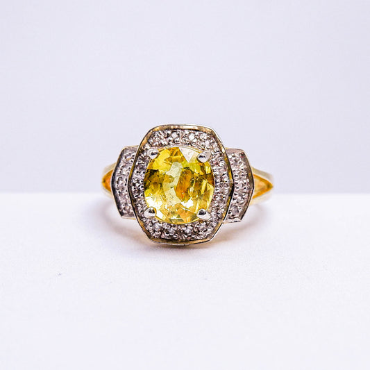 แหวนเงินแท้ 925 ฝังพลอย บุษราคัม (Yellow Sapphire) + เซอร์คอน (Zircon)