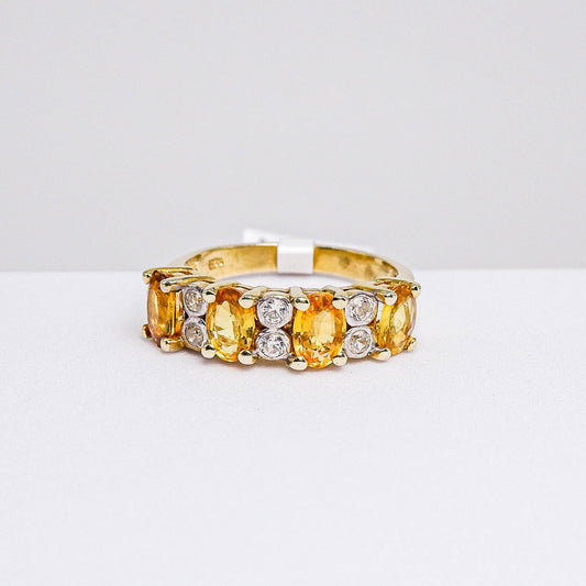 แหวนเงินแท้ 925 ฝังพลอย บุษราคัมบางกะจะ (Yellow Sapphire) + เซอร์คอน (Zircon)