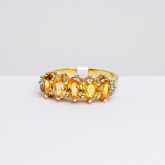แหวนเงินแท้ 925 ฝังพลอย บุษราคัมบางกะจะ (Yellow Sapphire) + เซอร์คอน (Zircon)