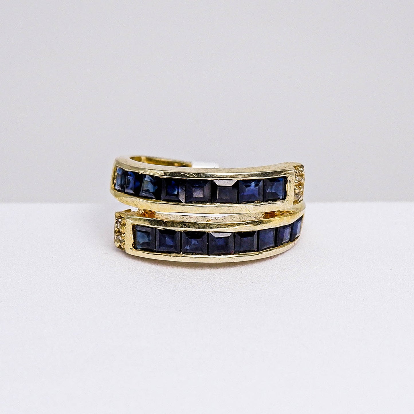 แหวนเงินแท้ 925 ฝังพลอย ไพลิน (Blue Sapphire) + ไวท์โทพาส (whitetopaz)