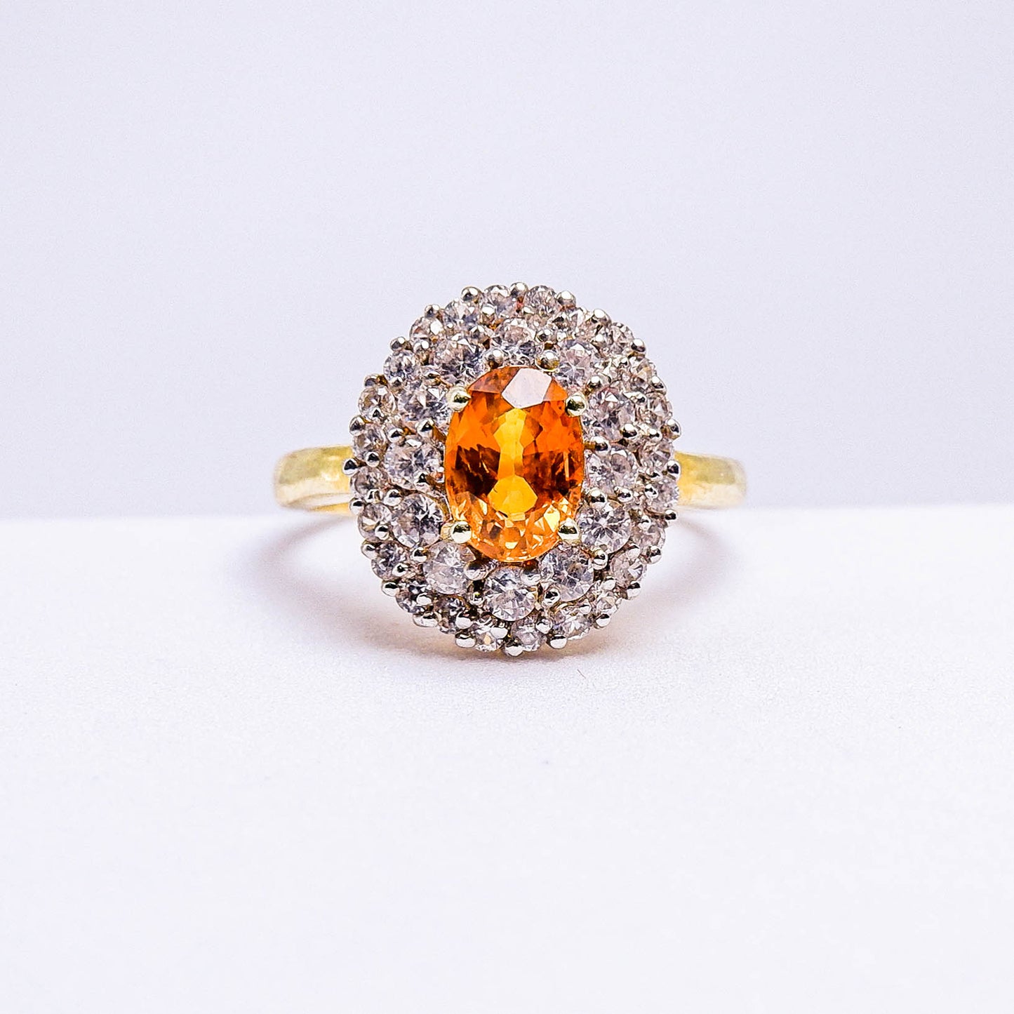 แหวนเงินแท้ 925 ฝังพลอย บุษราคัมบางกะจะ (Yellow Sapphire) + เซอร์คอน (Zircon)