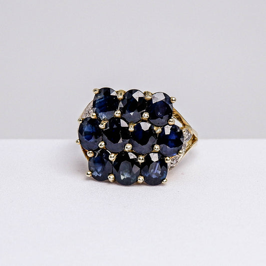 แหวนเงินแท้ 925 ฝังพลอย ไพลิน (Blue Sapphire) + เซอร์คอน (Zircon)