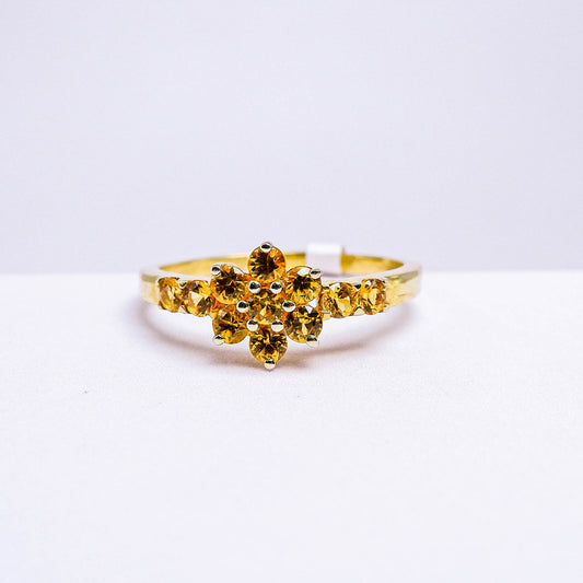 แหวนเงินแท้ 925 ฝังพลอย บุษราคัมบางกะจะ (Yellow Sapphire)