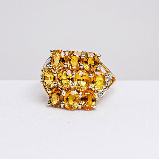 แหวนเงินแท้ 925 ฝังพลอย บุษราคัม  (Yellow Sapphire) + เซอร์คอน (Zircon)
