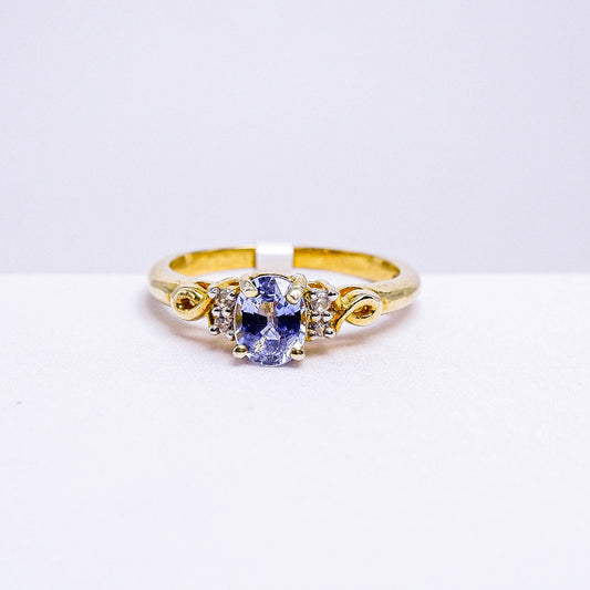 แหวนเงินแท้ 925 ฝังพลอย ไพลินซีลอน (Ceylon Sapphire) + เซอร์คอน (Zircon)