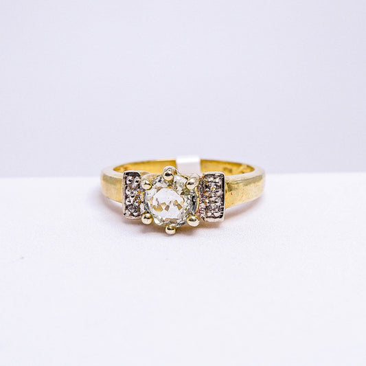 แหวนเงินแท้ 925 ฝังพลอย แซฟไฟร์ศรีลังกา (ดิบ) (Ceylon White Sapphire)(Unheated) + เซอร์คอน (Zircon)