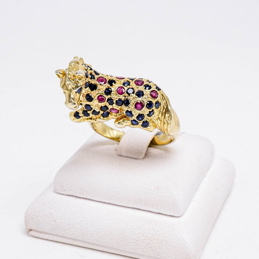 แหวนเงินแท้ 925 ฝังพลอย ไพลิน (Blue Sapphire) + ทับทิมไทย (Siam Ruby)