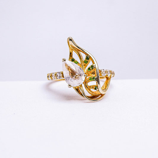 แหวนเงินแท้ 925 ฝังพลอย แซฟไฟร์(Sapphire) + เซอร์คอน (Zircon) + กรีนโครมไดออฟไซต์ (Green Chrome Diopside)