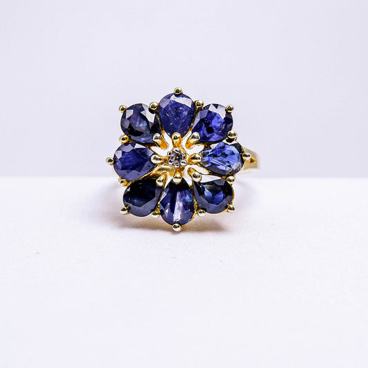 แหวนเงินแท้ 925 ฝังพลอย ไพลิน (Blue Sapphire) + เซอร์คอน (Zircon)