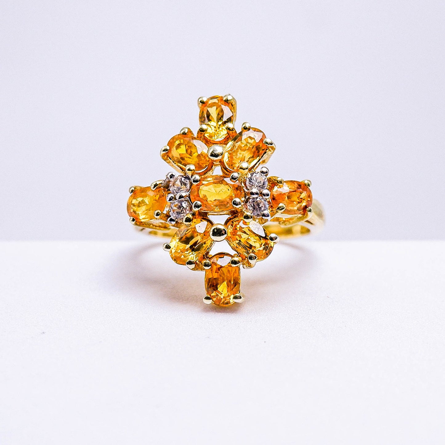 แหวนเงินแท้ 925 ฝังพลอย บุษราคัม (Yellow Sapphire) + เซอร์คอน (Zircon)