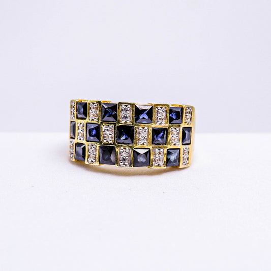 แหวนเงินแท้ 925 ฝังพลอย ไพลิน (Blue Sapphire) + เซอร์คอน (Zircon)