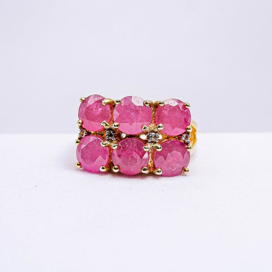 แหวนเงินแท้ 925 ฝังพลอย ทับทิมมาดา (Madagascar Ruby) + ไวท์โทพาส (whitetopaz)