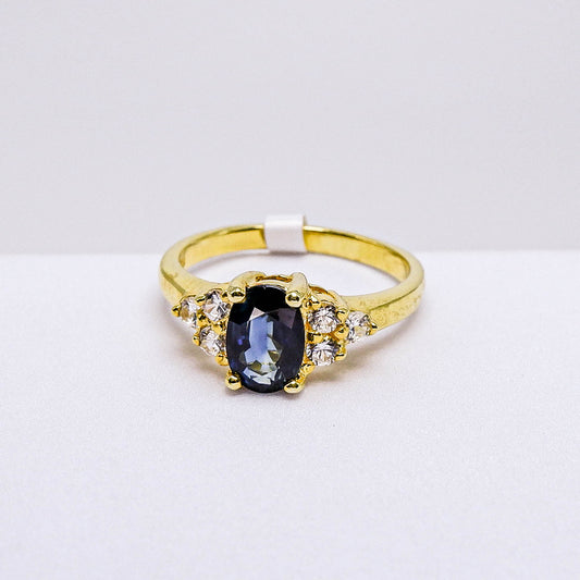 แหวนเงินแท้ 925 ฝังพลอย ไพลินมาดา (Blue Sapphire Madagascar) + เซอร์คอน (Zircon)