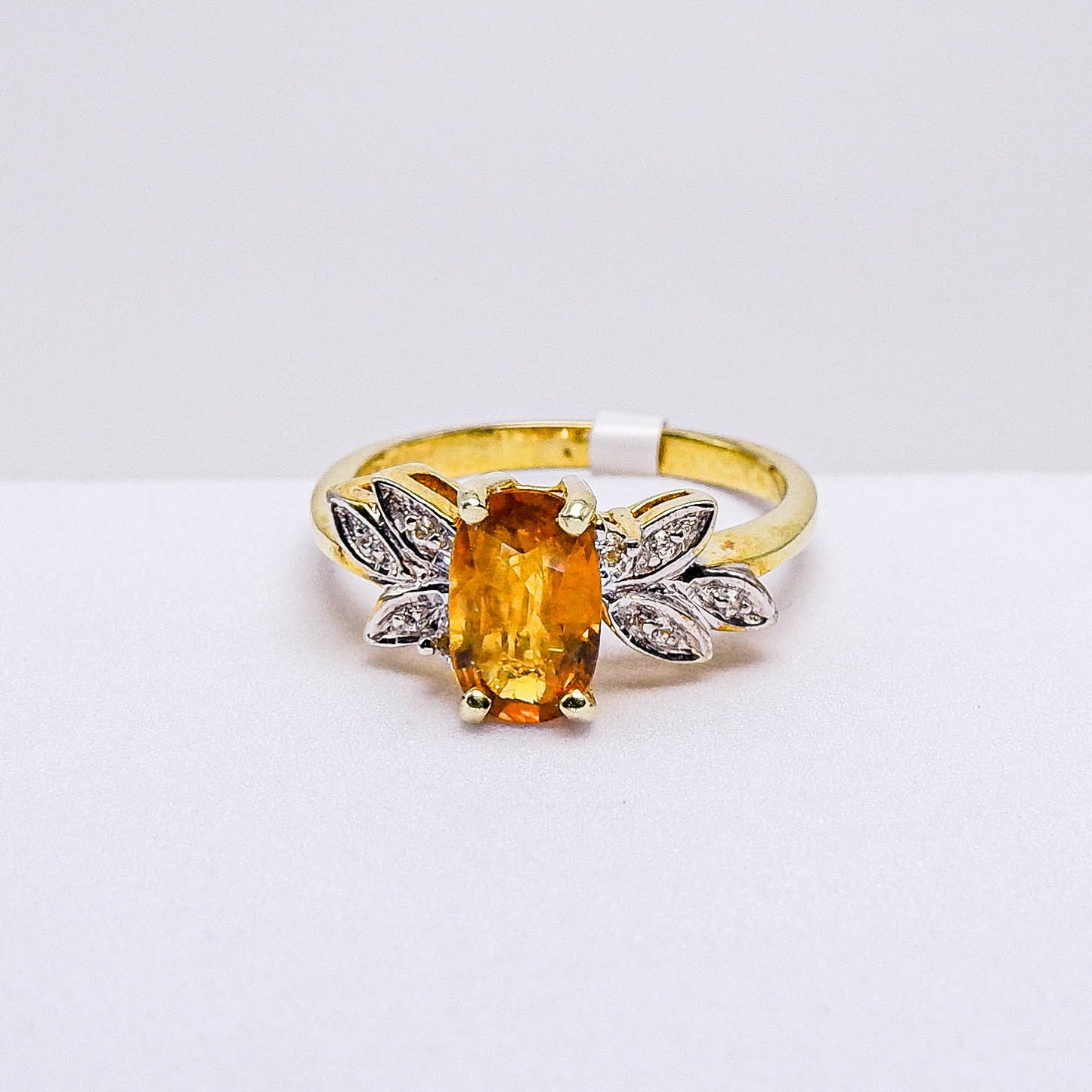 แหวนเงินแท้ 925 ฝังพลอย บุษราคัม (Yellow Sapphire) + เซอร์คอน (Zircon)