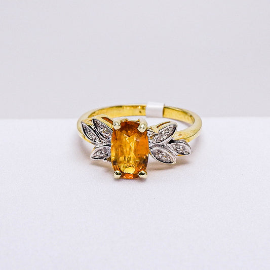 แหวนเงินแท้ 925 ฝังพลอย บุษราคัม (Yellow Sapphire) + เซอร์คอน (Zircon)