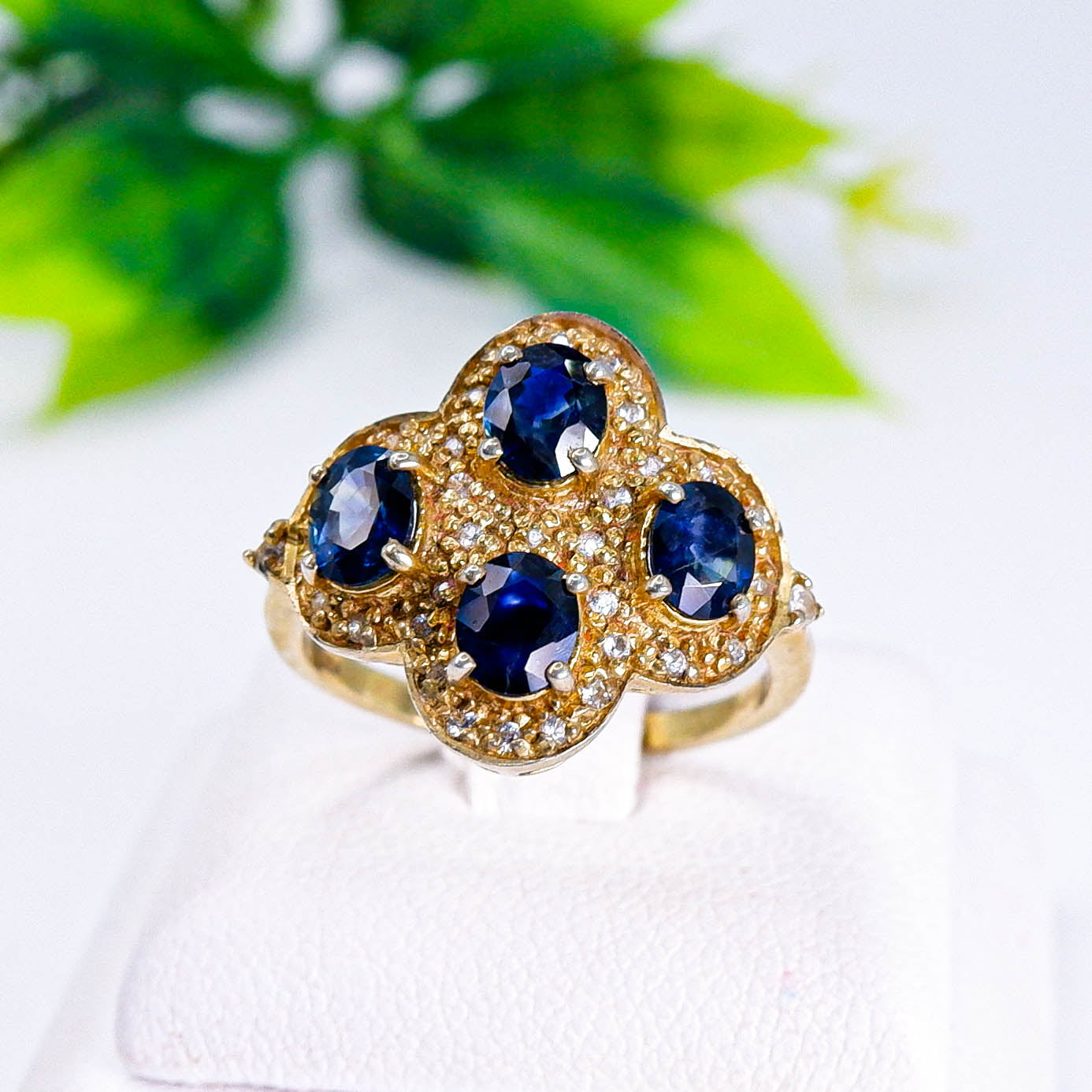 แหวนเงินแท้ 925 ฝังพลอย ไพลิน (Blue Sapphire) + ไวท์โทพาส (whitetopaz)