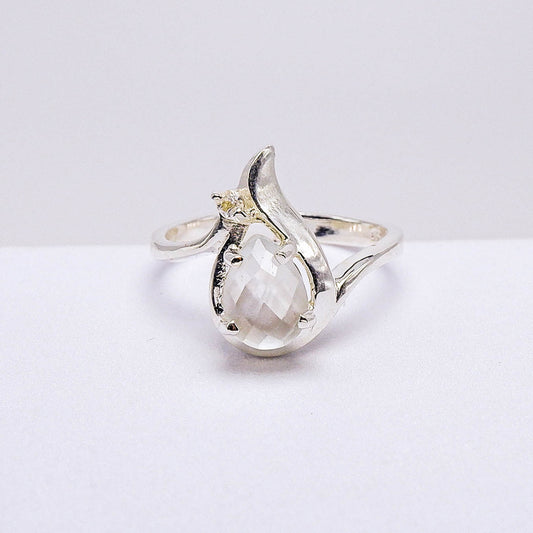 แหวนเงินแท้ 925 ฝังพลอย อความารีน (Aqua marin) + ไวท์โทพาส (whitetopaz)