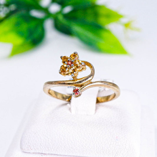 แหวนเงินแท้ 925 ฝังพลอย ซิทริน (Citrine) + แฟนซีแซฟไฟร์ (Fancy Sapphire)