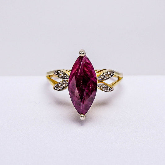 แหวนเงินแท้ 925 ฝังพลอย ทับทิม (Ruby) + ไวท์แซฟไฟร์ (White Sapphire)