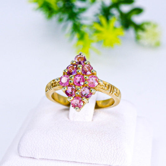 แหวนเงินแท้ 925 ฝังพลอย แฟนซีแซฟไฟร์ไทย (Fancy Sapphire) + ไวท์โทพาส (whitetopaz)