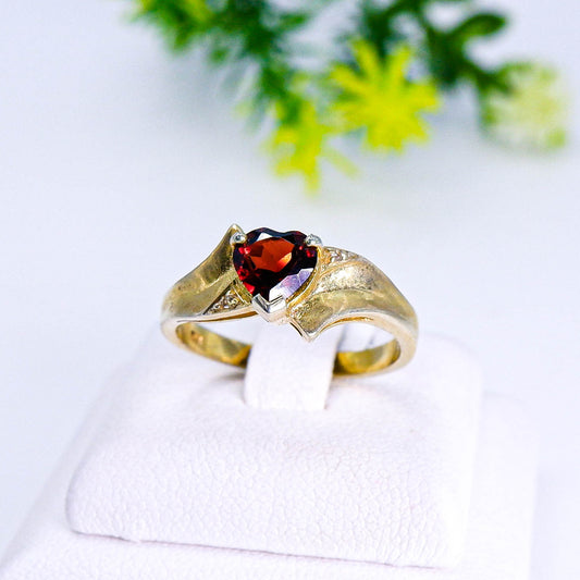 แหวนเงินแท้ 925 ฝังพลอย โกเมน (Garnet) + โทพาส (Topaz)
