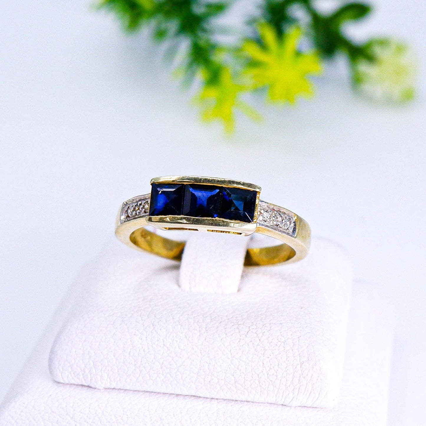 แหวนเงินแท้ 925 ฝังพลอย ไพลิน (Blue Sapphire) + เซอร์คอน (Zircon)