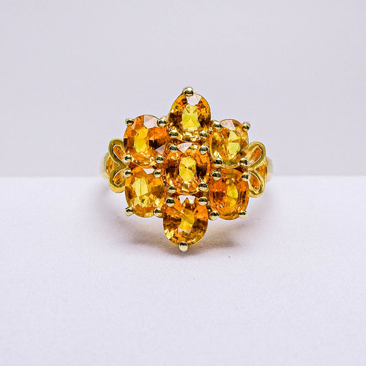 แหวนเงินแท้ 925 ฝังพลอย บุษราคัมบางกะจะ (Yellow Sapphire)