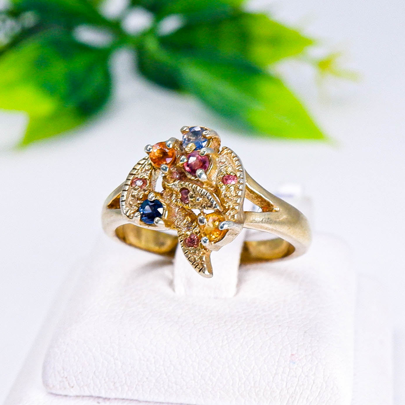 แหวนเงินแท้ 925 ฝังพลอย แฟนซีแซฟไฟร์ (Fancy Sapphire) + ออเรนจ์แซฟไฟร์ (Orange Sapphire)