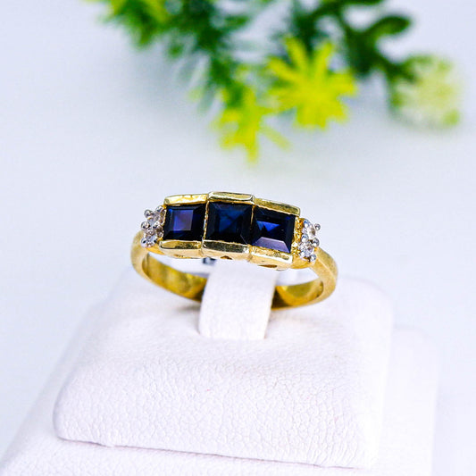 แหวนเงินแท้ 925 ฝังพลอย ไพลิน (Blue Sapphire) + เซอร์คอน (Zircon)