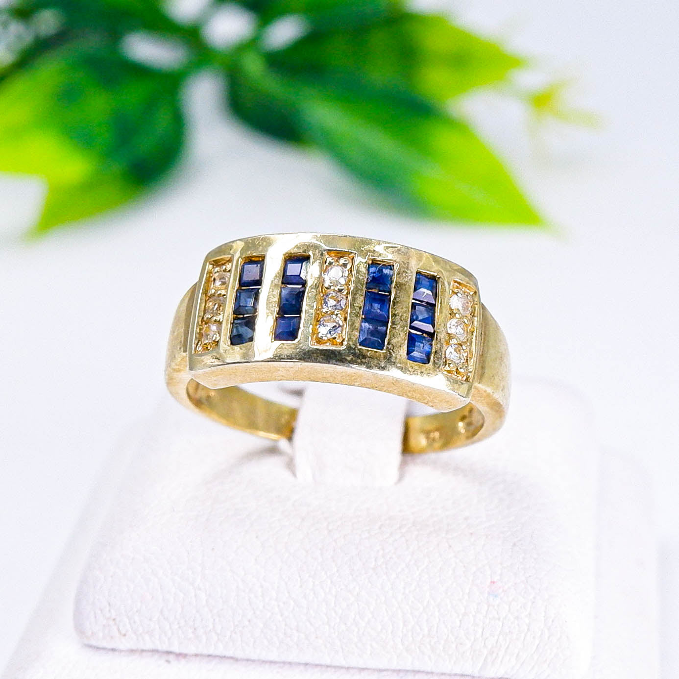 แหวนเงินแท้ 925 ฝังพลอย ไพลิน (Blue Sapphire) + ไวท์โทพาส (whitetopaz)