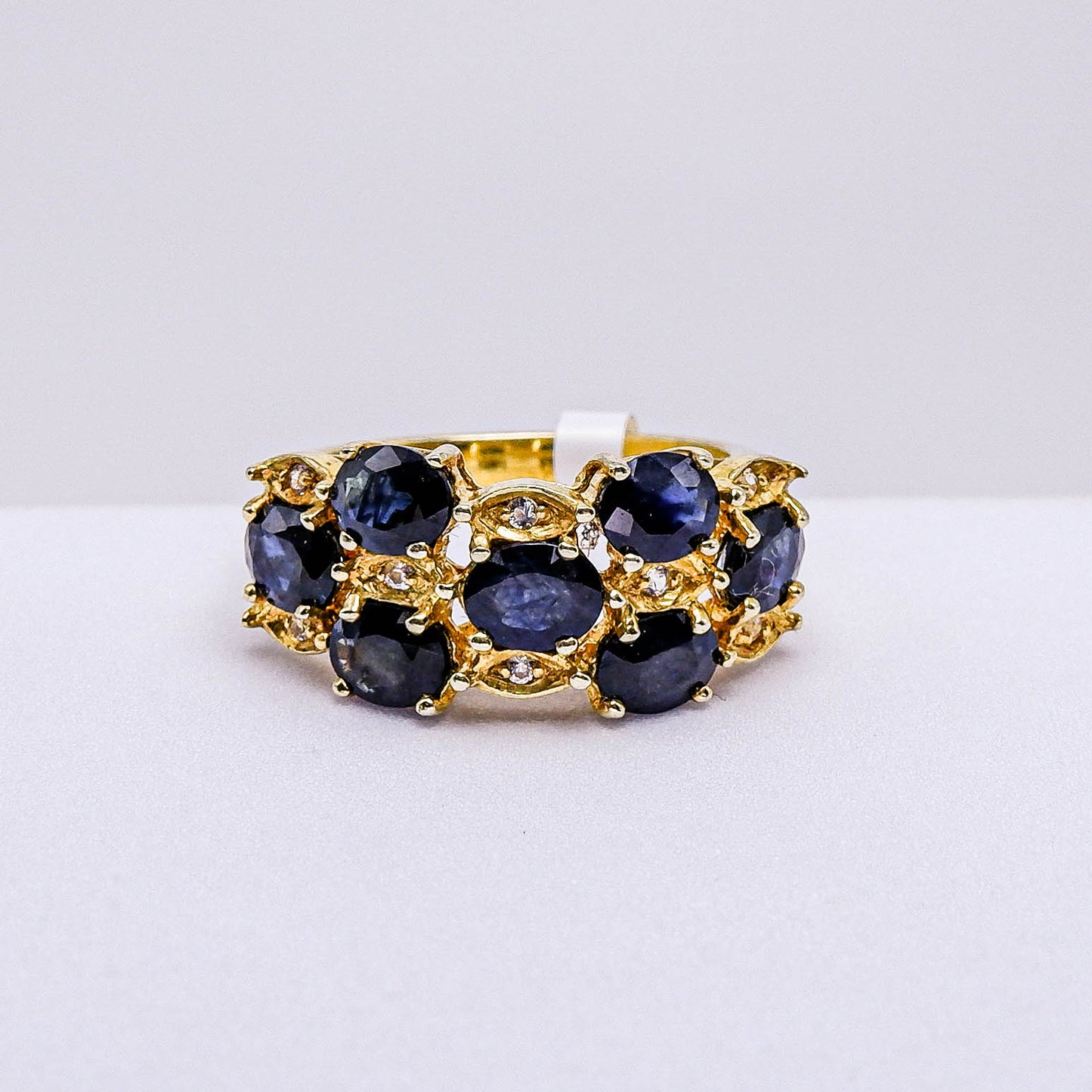 แหวนเงินแท้ 925 ฝังพลอย ไพลิน (Blue Sapphire) + ไวท์โทพาส (whitetopaz) (สำเนา)