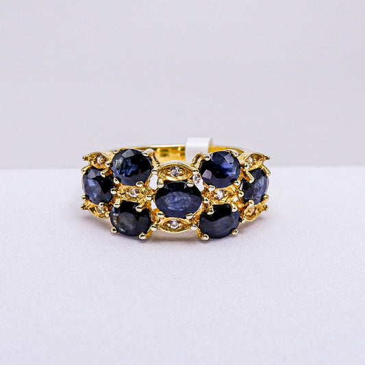 แหวนเงินแท้ 925 ฝังพลอย ไพลิน (Blue Sapphire) + ไวท์โทพาส (whitetopaz) (สำเนา)