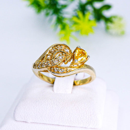 แหวนเงินแท้ 925 ฝังพลอย บุษราคัม (Yellow Sapphire) + ไวท์โทพาส (whitetopaz)