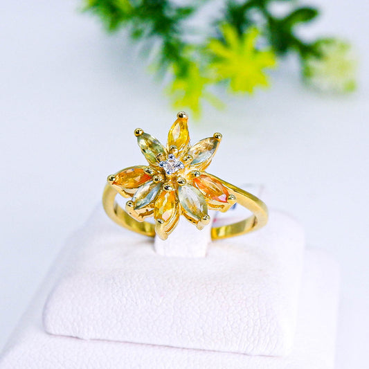 แหวนเงินแท้ 925 ฝังพลอย แฟนซีแซฟไฟร์ (Fancy Sapphire) + เซอร์คอน (Zircon)