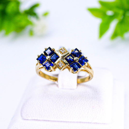 แหวนเงินแท้ 925 ฝังพลอย ไพลิน (Blue Sapphire) + เซอร์คอน (Zircon)