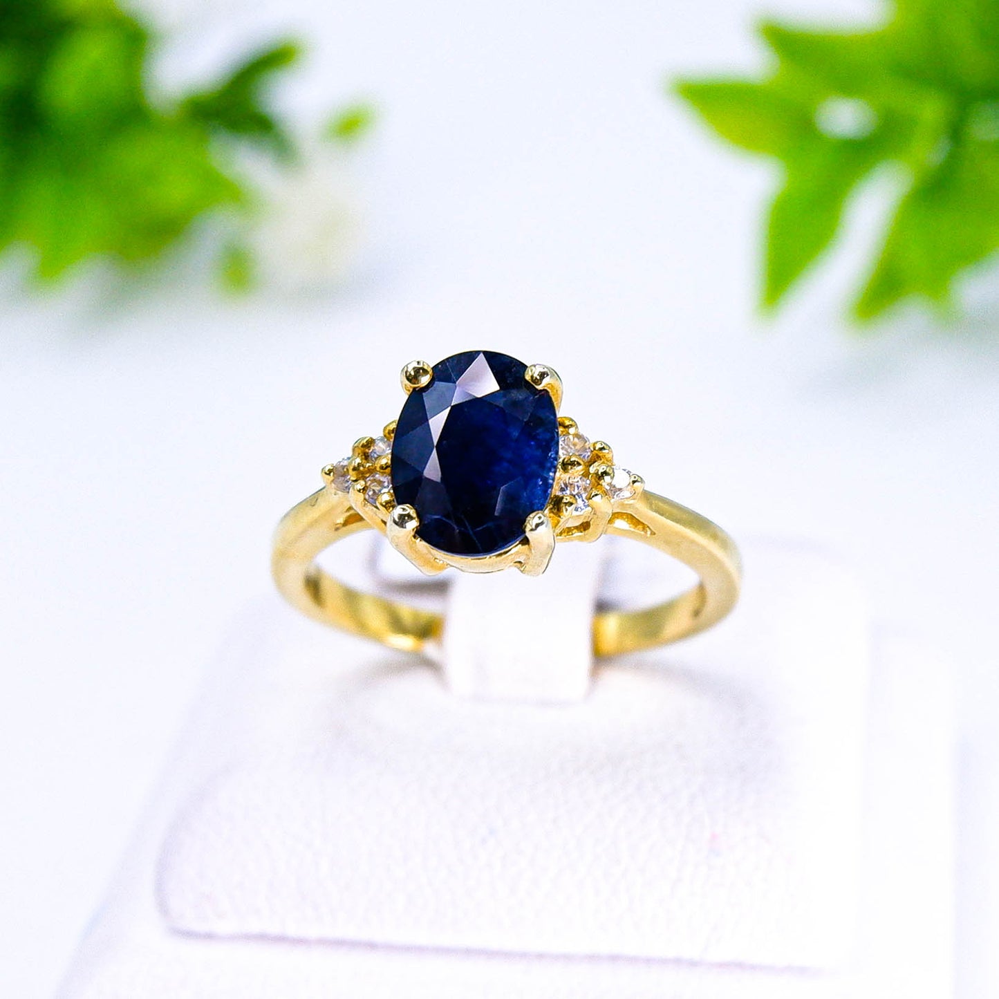 แหวนเงินแท้ 925 ฝังพลอย ไพลิน (Blue Sapphire) + เซอร์คอน (Zircon)