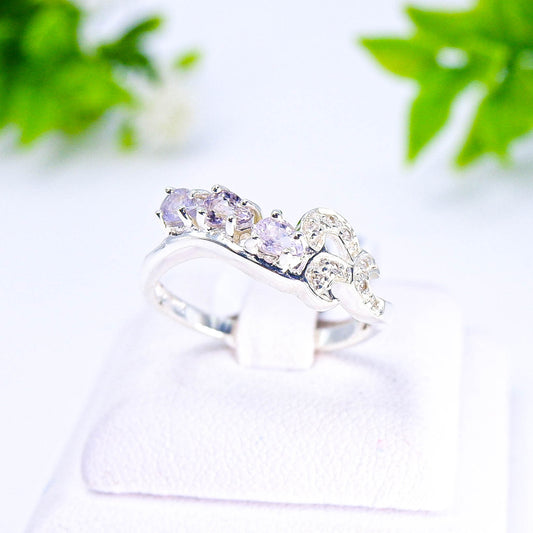 แหวนเงินแท้ 925 ฝังพลอย ทัวมาลีน (Tourmaline) + ไวท์โทพาส (whitetopaz)